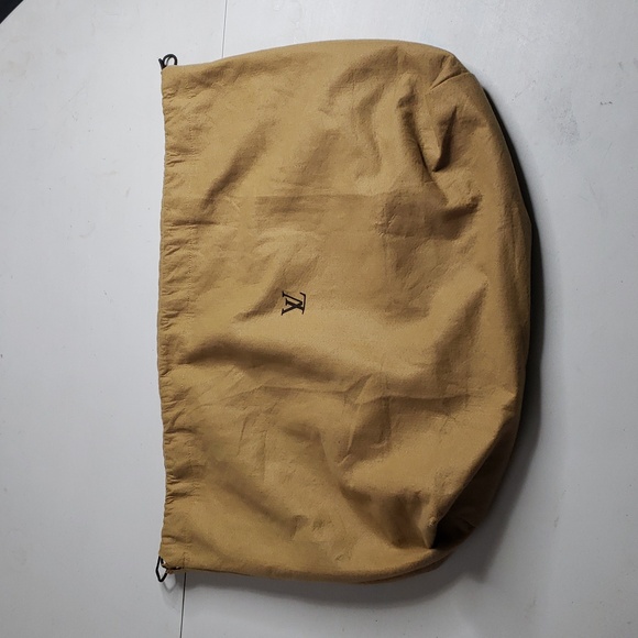Louis Vuitton Accessories - Louis Vuitton Large Drawstring Dust Bag Logo Neutral Soft Luxury Tan